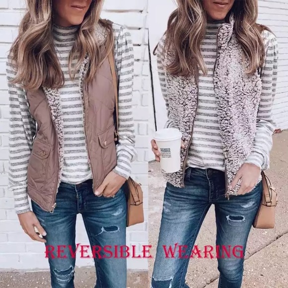 Jackets & Blazers - Reversible soft fleece vest jacket